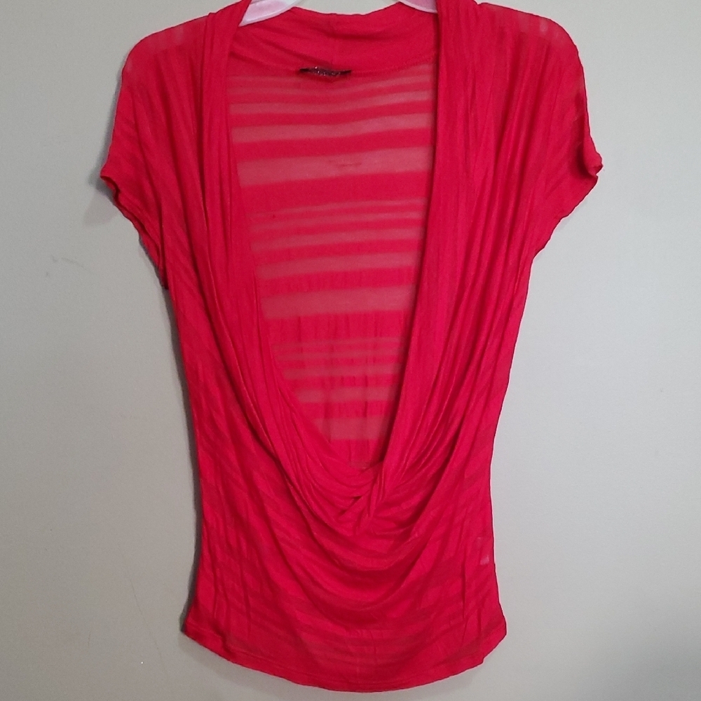 Seduction Elegant Red Drape Neck Top Size Medium